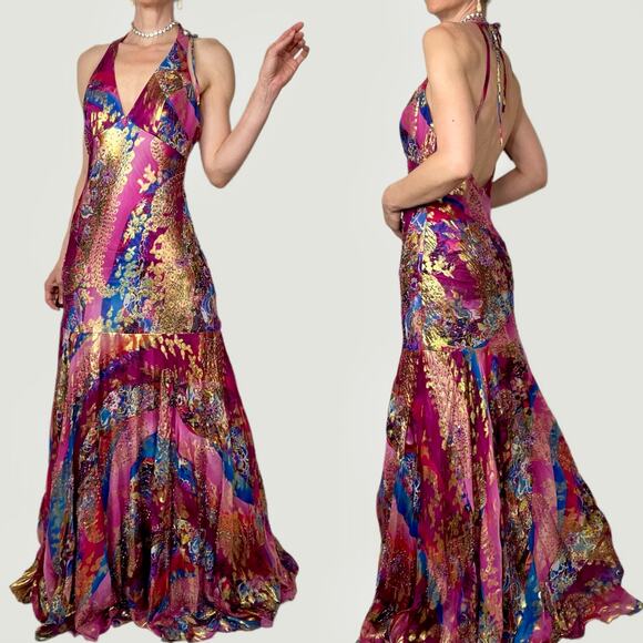 SOLD New Sue Wong beaded silk halter prom dress gown cocktail long pink Nocturne - Picture 3 of 13